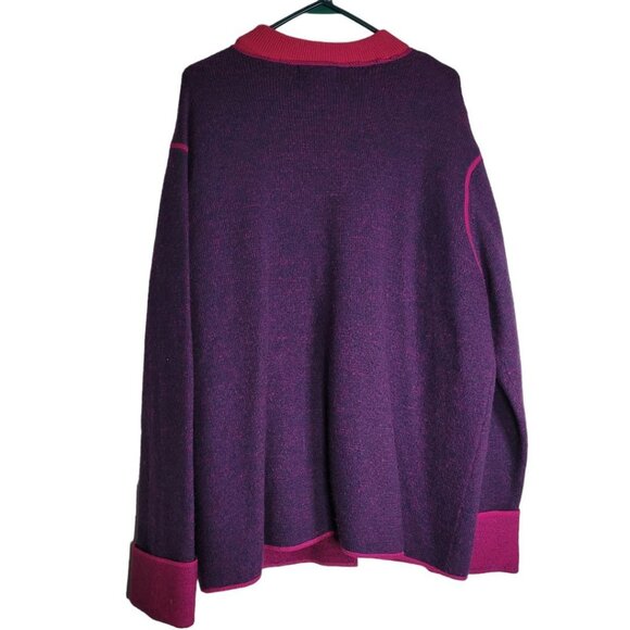 Sag Harbor 2 Pc Set Purple Wool Cardigan Pink Acrylic Sweatshirt Womens XL - Picture 4 of 9